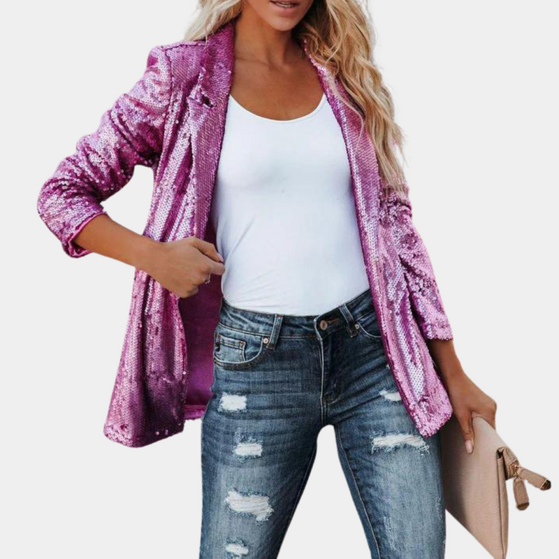 CM | Blazer chic con purpurina para mujer