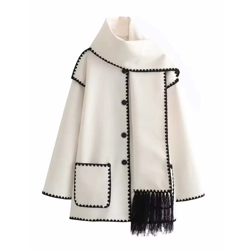 CM | chaqueta suelta con borlas de pañuelo