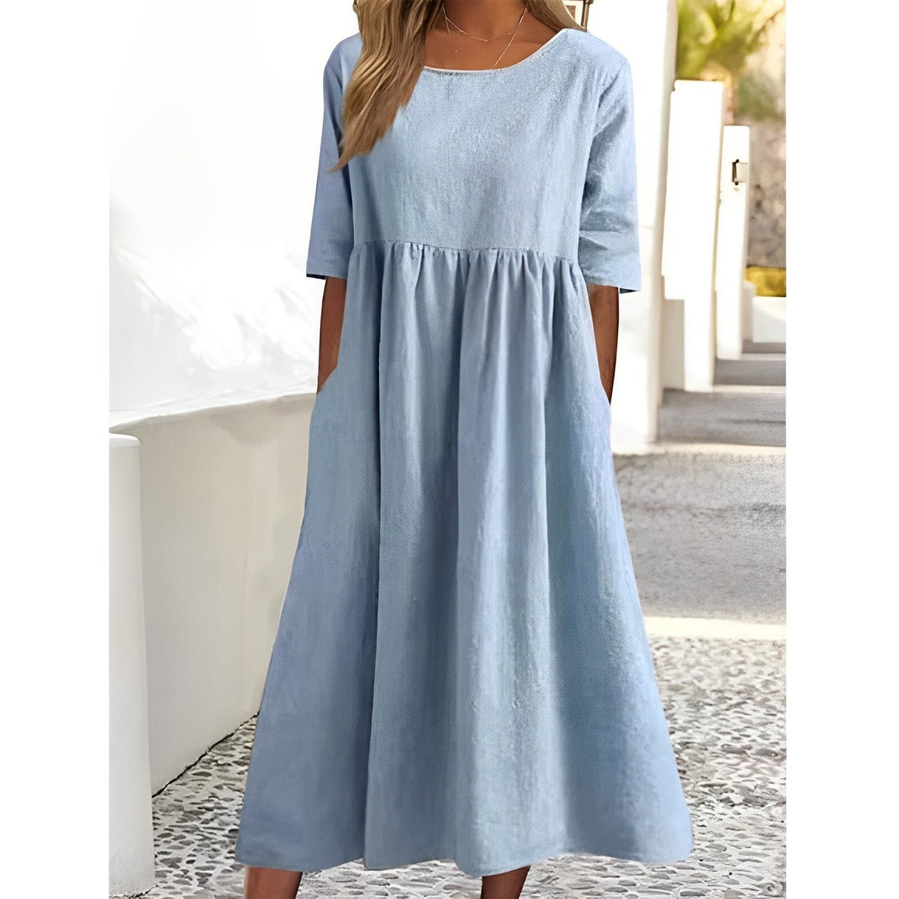 KL | Vestido midi unicolor