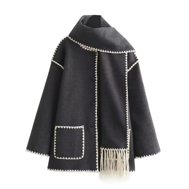 CM | chaqueta suelta con borlas de pañuelo