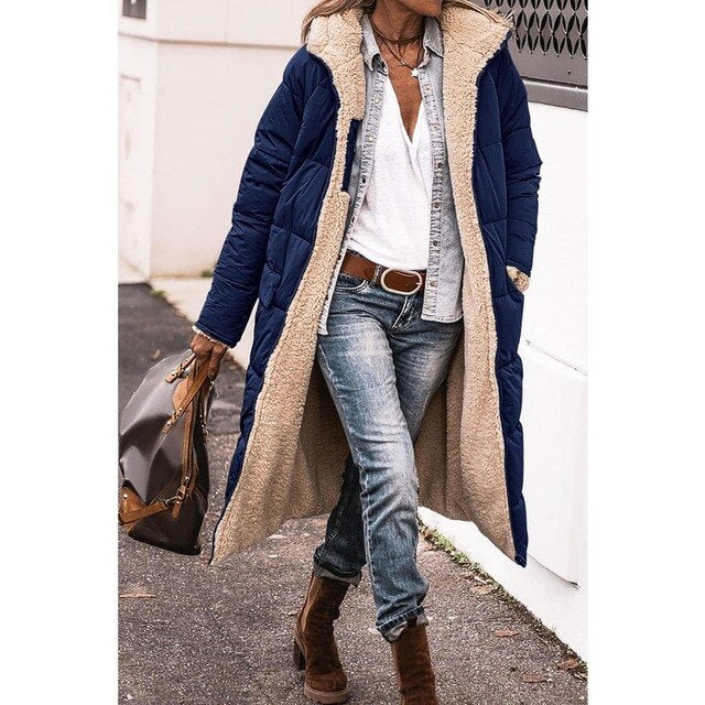 CM | Chaqueta larga reversible de sherpa