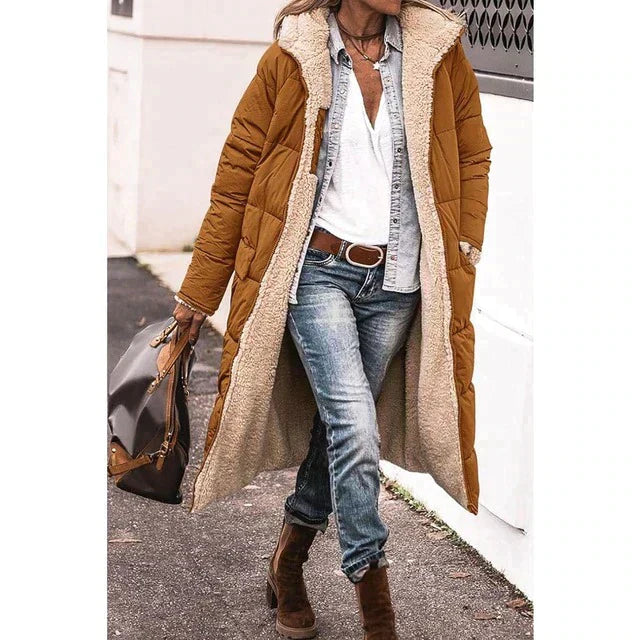 CM | Chaqueta larga reversible de sherpa