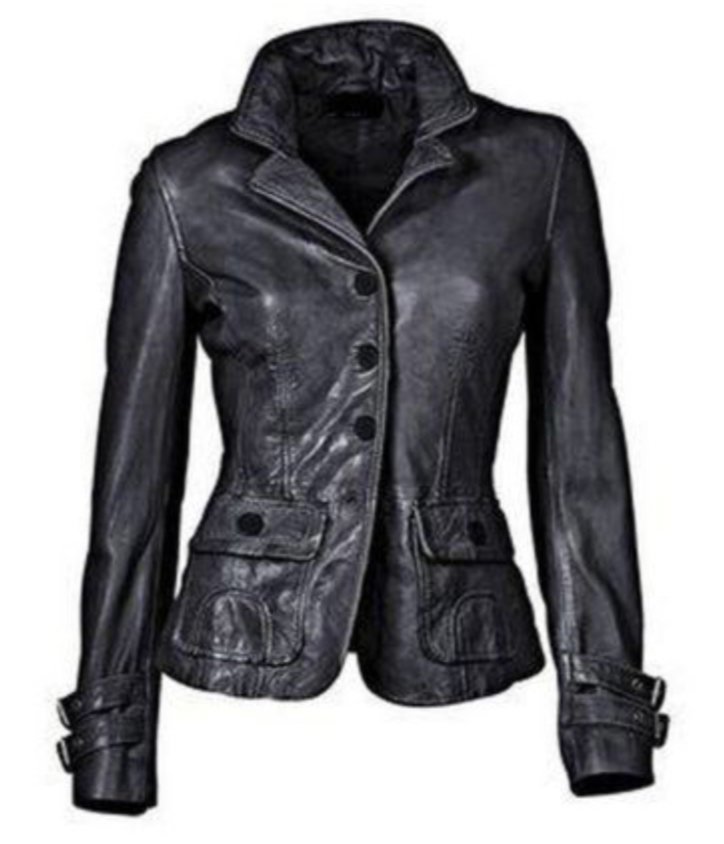 KL | Chaqueta de cuero negro con ajuste