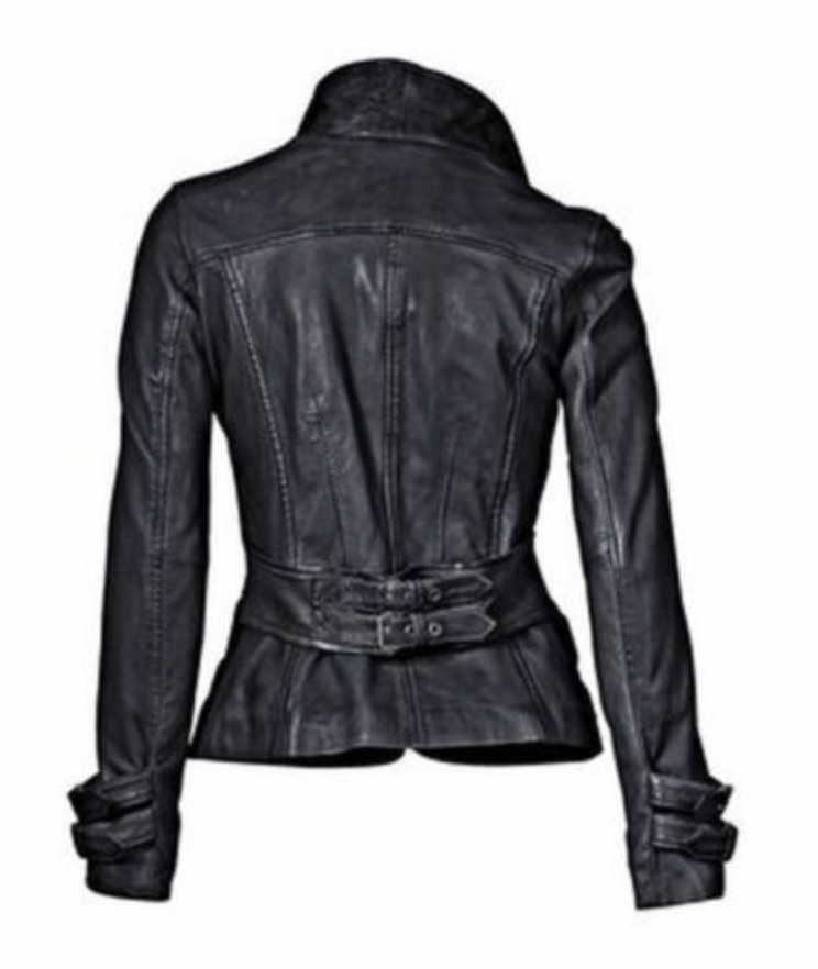 KL | Chaqueta de cuero negro con ajuste