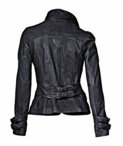 KL | Chaqueta de cuero negro con ajuste