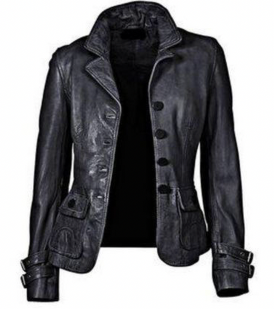 KL | Chaqueta de cuero negro con ajuste