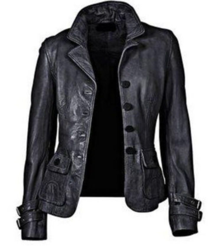 KL | Chaqueta de cuero negro con ajuste