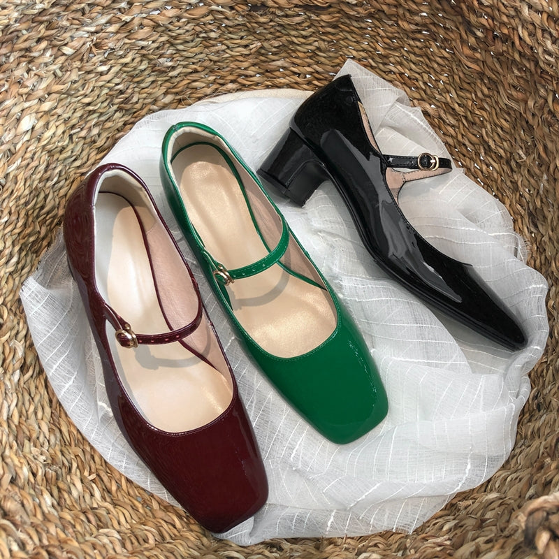 KL | Zapatos con tacón de bloque brillante