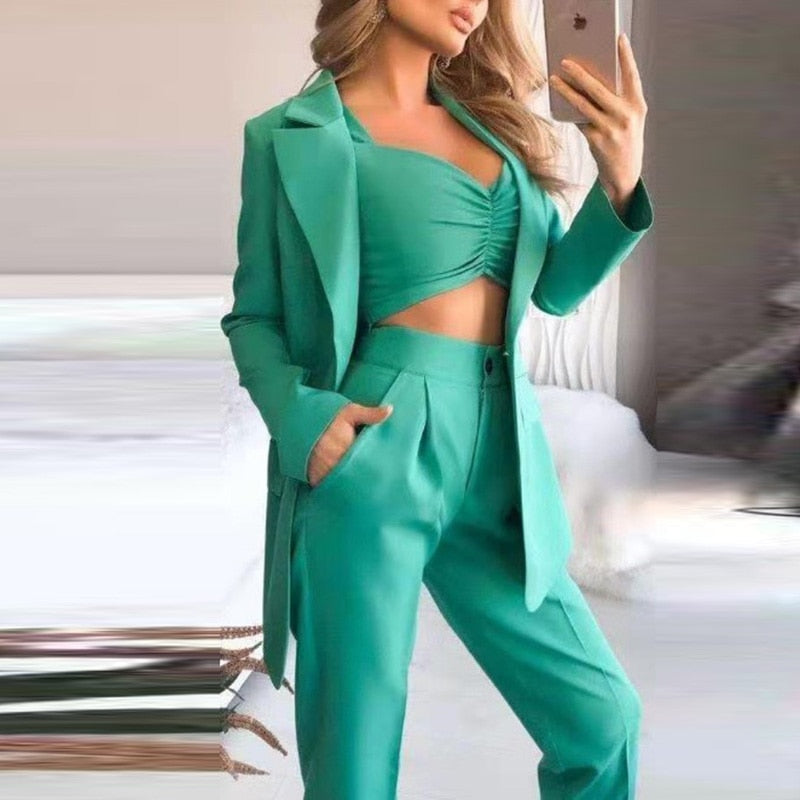 CM | NoudsBlazer I Conjunto de chaqueta de 3 piezas para mujer