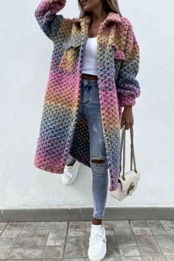 CM | Chaqueta casual trenzada a cuadros