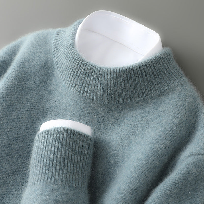 Jersey de cachemira con cuello alto y detalles acanalados clásicos, color crema