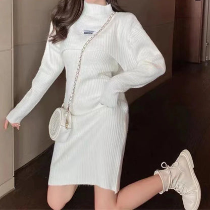 CM | Vestido de dos piezas con mangas buffet y chaleco pañuelo