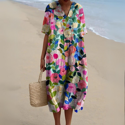 KL | Vestido midi con estampado floral bohemio