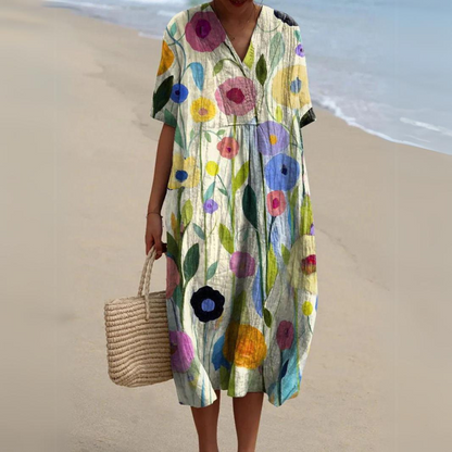 KL | Vestido midi con estampado floral bohemio