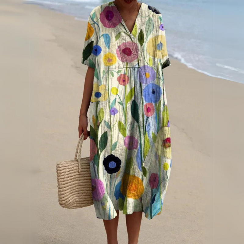 KL | Vestido midi con estampado floral bohemio