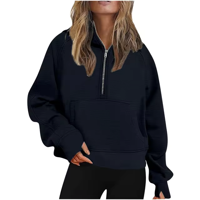 CM | Chaqueta con media cremallera y capucha