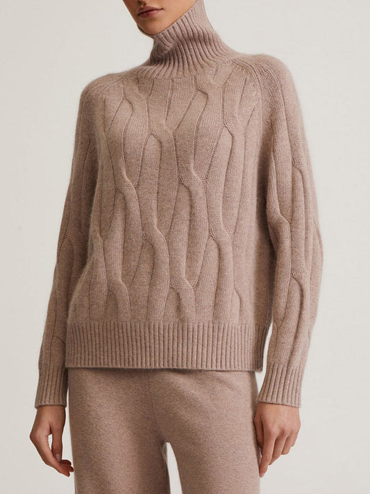 CM | Elegante jersey de cuello alto de punto por cable