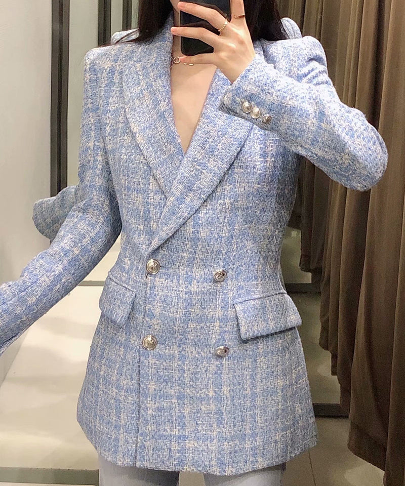 CM | Chaqueta de tweed con dos filas de botones para mujer