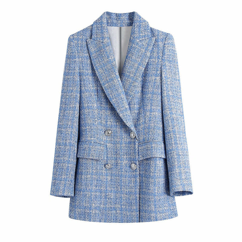CM | Chaqueta de tweed con dos filas de botones para mujer