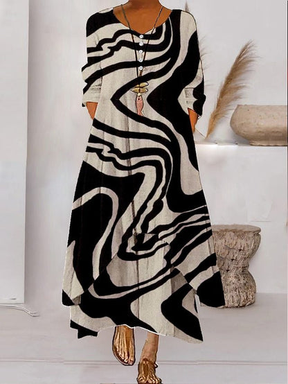 KL | Vestido maxi manga larga - escote con botones