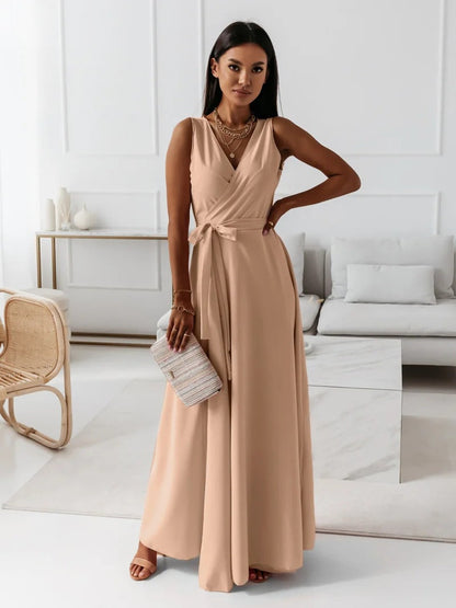 KL | Gretchen -Femeninos vestidos tobilleros con escote en V