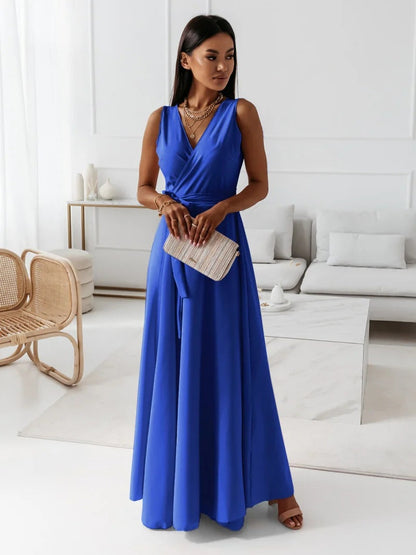 KL | Gretchen -Femeninos vestidos tobilleros con escote en V