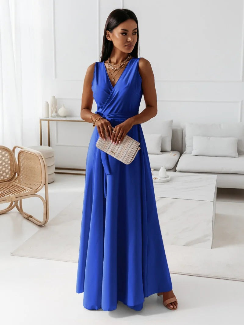 KL | Gretchen -Femeninos vestidos tobilleros con escote en V