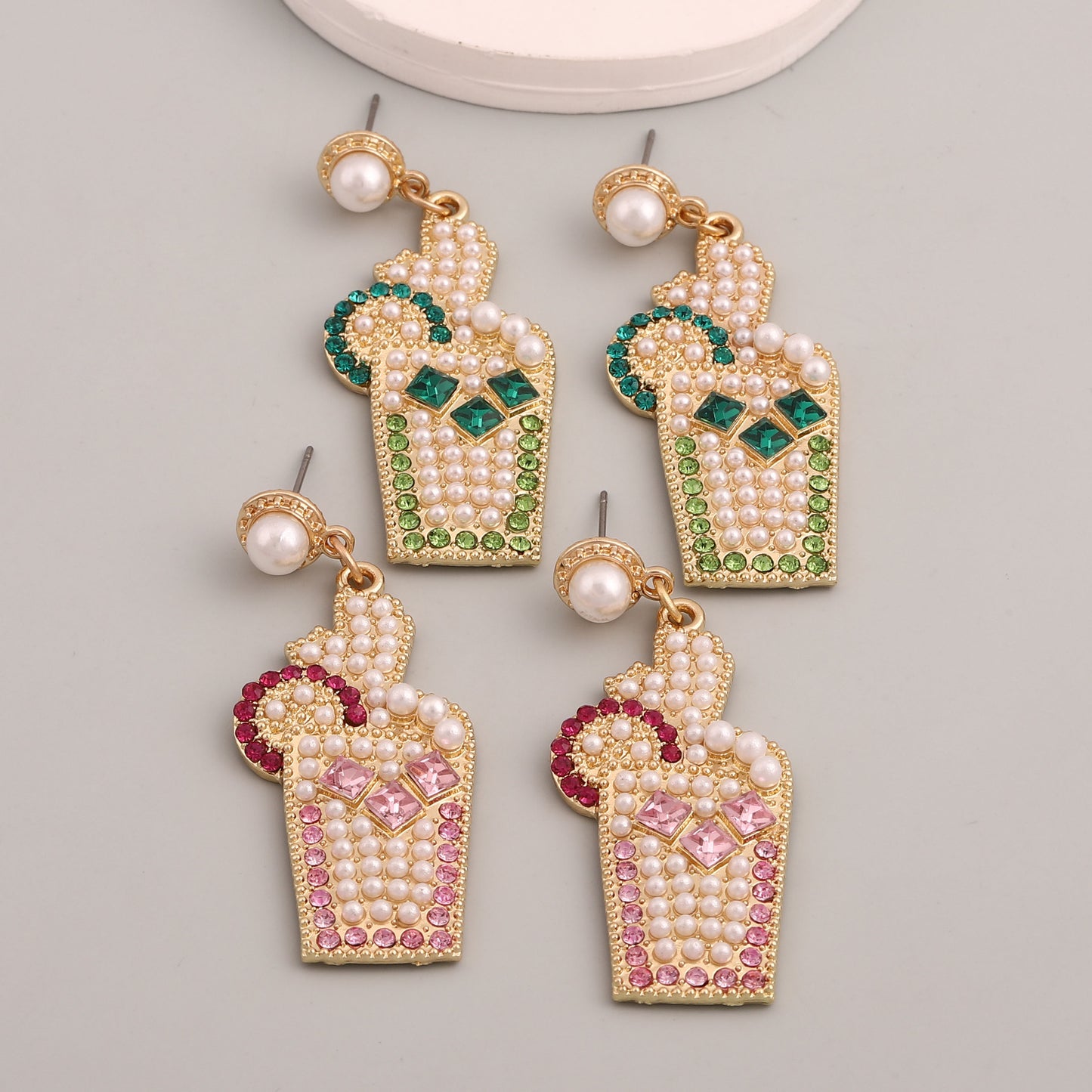 Perla Pendiente vintage hecho a mano