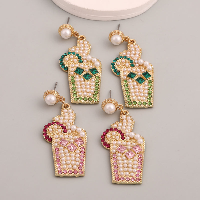 Perla Pendiente vintage hecho a mano