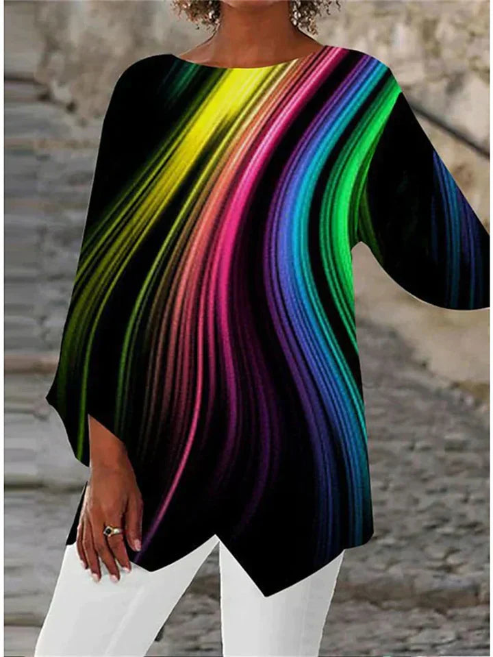 KL | Elegante blusa de manga larga con estampado geométrico