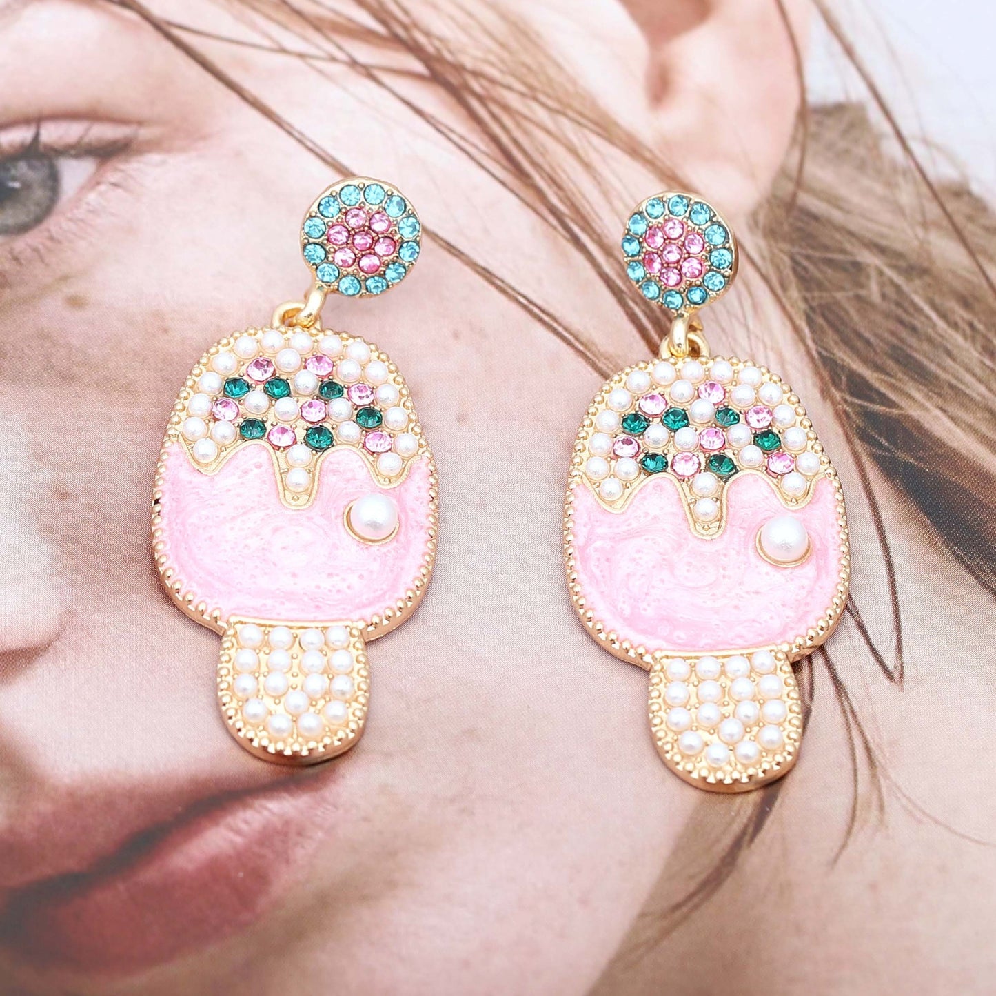 Perla Pendiente vintage hecho a mano