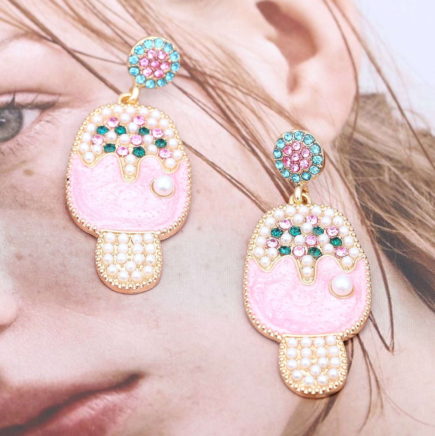 Perla Pendiente vintage hecho a mano