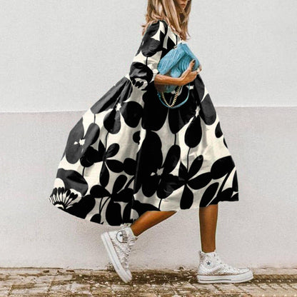 KL | Vestido midi estampado de línea A