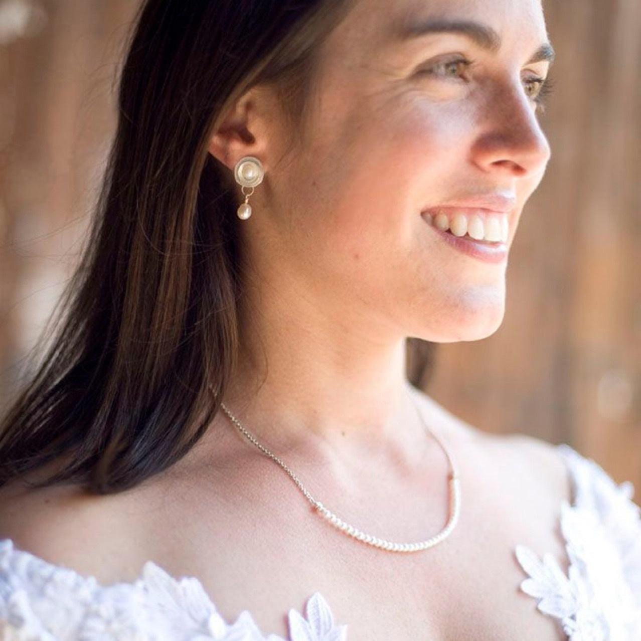 Perla Pendiente vintage hecho a mano