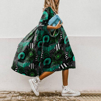 KL | Vestido midi estampado de línea A