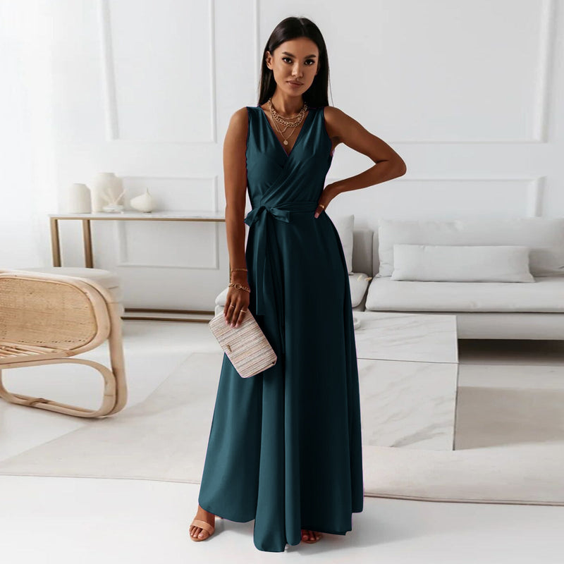 KL | Gretchen -Femeninos vestidos tobilleros con escote en V