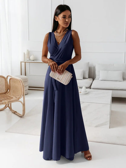 KL | Gretchen -Femeninos vestidos tobilleros con escote en V