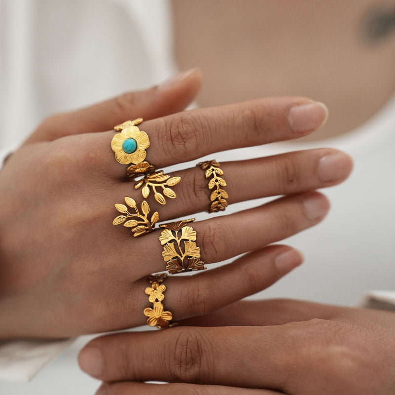 Oro Anillo hermoso con estilo único