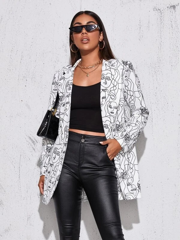 CM | Blazer con estampado artístico para mujer