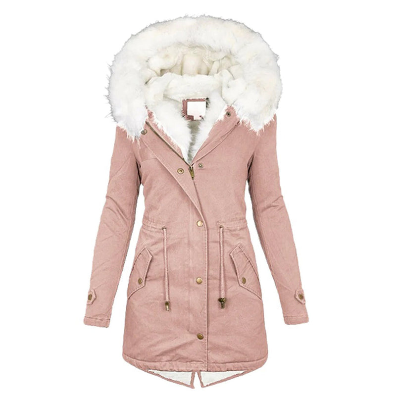 CM | Elegante abrigo con capucha de piel