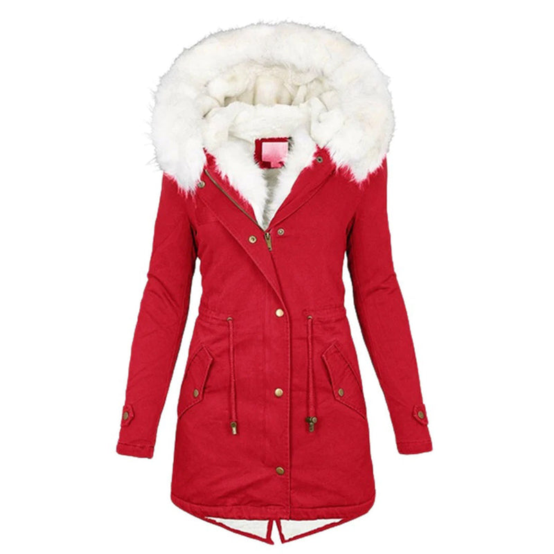 CM | Elegante abrigo con capucha de piel