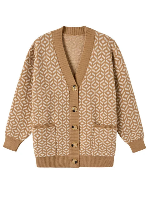 CM | Elegante chaqueta de punto con tapeta de botones