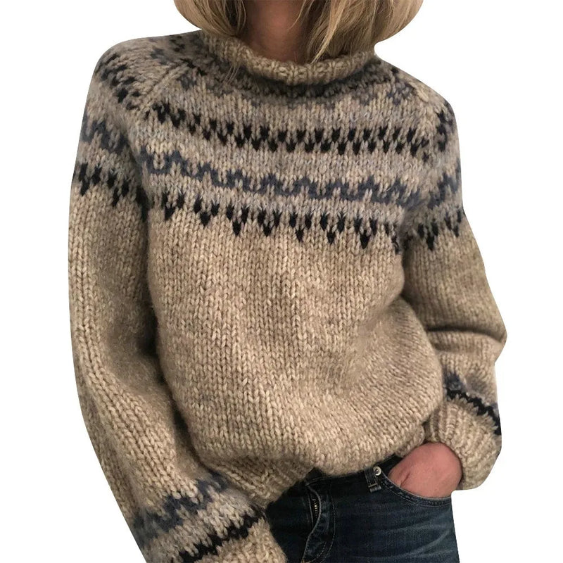 Jersey de algodón con motivo Fair Isle neutro mixto