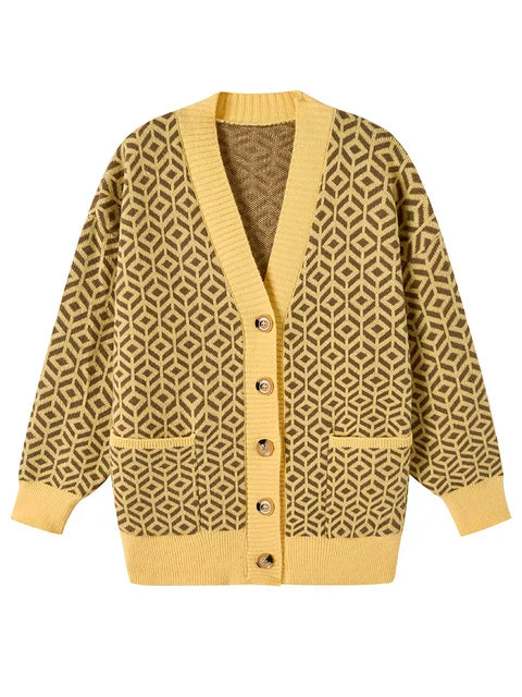CM | Elegante chaqueta de punto con tapeta de botones