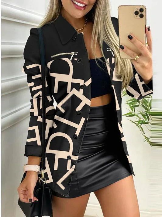 CM | Chaqueta geométrica Chic para mujer