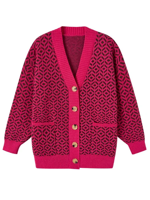 CM | Elegante chaqueta de punto con tapeta de botones
