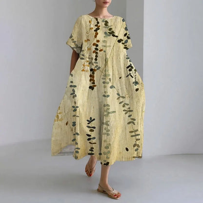 KL | Plus-Size Vestido de verano holgado con bolsillo y cuello en O Elegante vestido maxi de verano