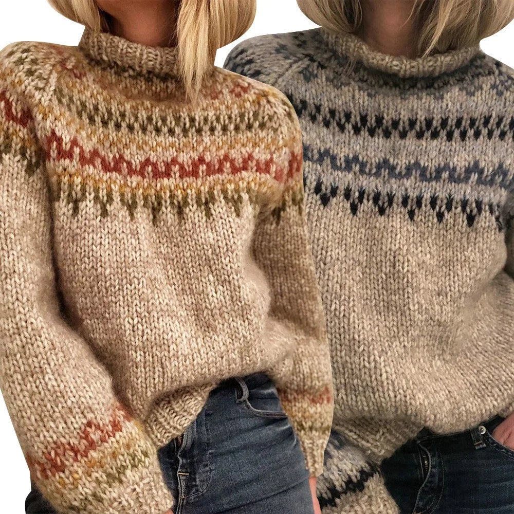 Jersey de algodón con motivo Fair Isle neutro mixto