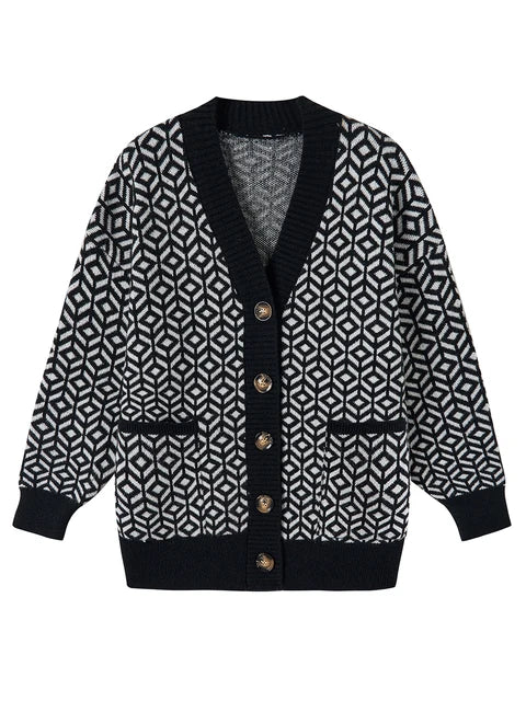 CM | Elegante chaqueta de punto con tapeta de botones