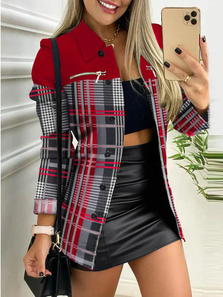 CM | Chaqueta geométrica Chic para mujer